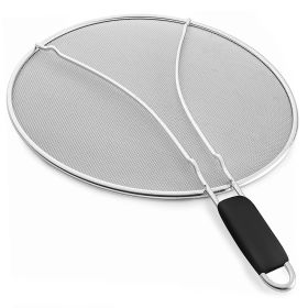 Grease Splatter Screensin Stainless Steel Fine Mesh Splash Mesh Shield Hot Oil Stopper w/ Resting Feet For Frying Pan Cooking Woks Skillets Pots Pan