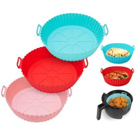 3Pcs Reusable Foldbale Air Fryer Silicone Pot 464 Heat Resistant Round Replacement of Parchment Liners 3 Food Grade Baking Basket Pans for 4+Quart A