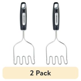 (2 pack) Professional Stainless Steel Potato Masher with Black Handle