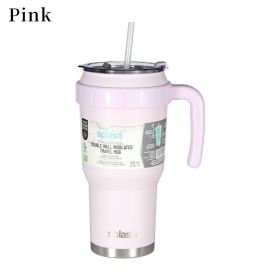 Steel Insulated Mugs i Break Reusable For Hot And Cold Drinks,Ldeal For Water,lced Tea,Coffee,Car Mugs Tumblers With Handle And Straw (58234: 58234-pink)