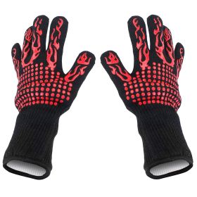 BBQ Gloves 1472 Heat Resistant Grill Gloves Anti-slip Carbon Fiber BBQ Gloves Oven Gloves Mitts For Barbecue Cooking Baking Welding Cutting (Option: Red)