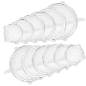 12 Pack Silicone Stretch Lids 6 Sizes BPA-free Silicone Lids Reusable Expandable Silicon Seal Cover Set Durable Flexible Food Storage Covers for Bowls (Option: White)
